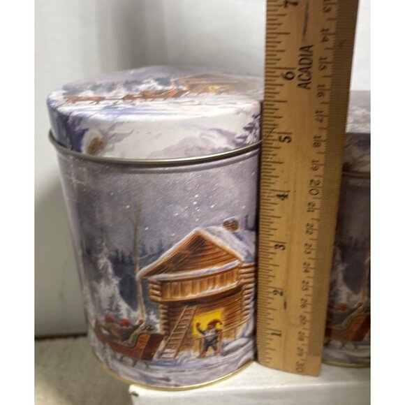Winter Scene Decorative Nesting Tins With Lids Elfs Sleigh Cabin Set Of 3 - Picture 8 of 15